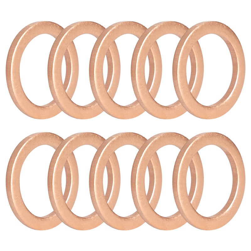 AOIT M12 Copper Oil Drain Plug Crush Washer Gasket Fits for BMW, M12 x 17 x 1.5, 10 Pack - Image 1